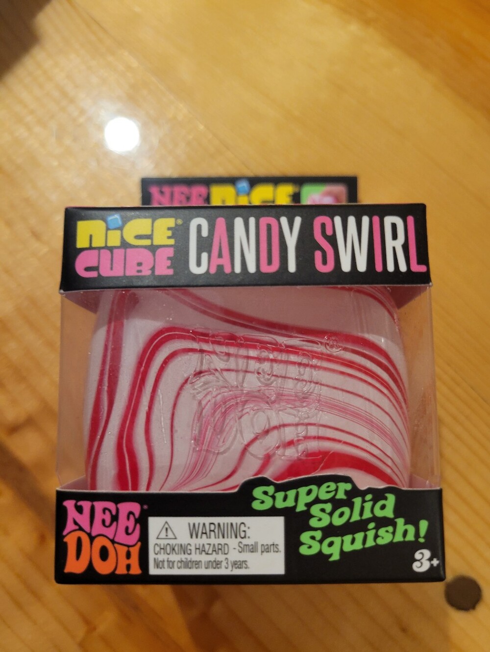 Needoh Nice Cube Candy Swirl Super Solid Squish - Pink & White Holiday